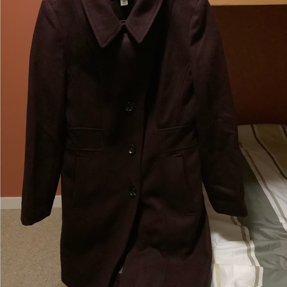 Anne Klein maroon single-breasted wool coat - Picture 13 of 14